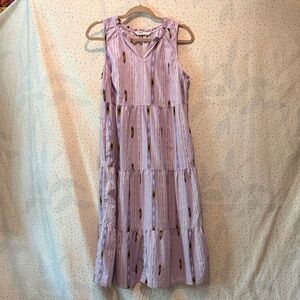 Sonoma Lavender Tiered Sleeveless Maxi Dress with Yellow Ikat Print